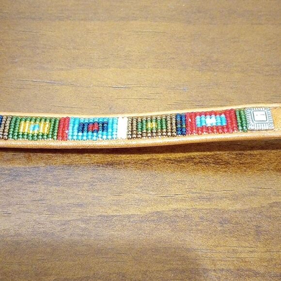 Brighton Skinny Beaded Leather Belt, Size M/32 - Vintage! main image 10